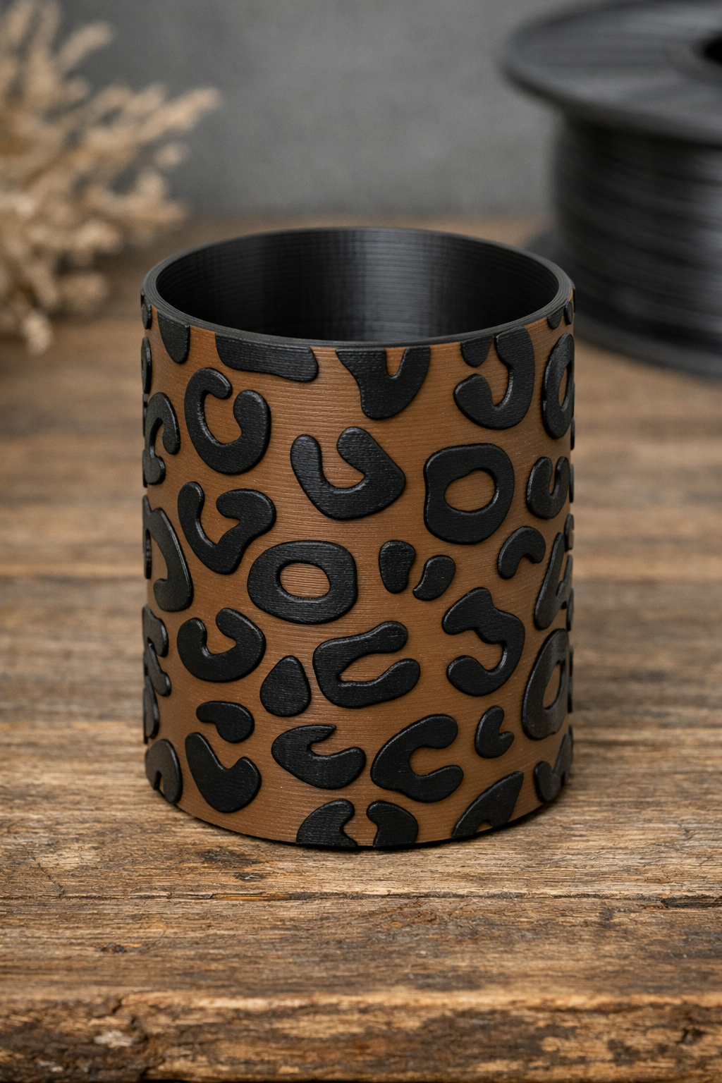 3D Printed Leopard Print Pen & Makeup Brush Holder